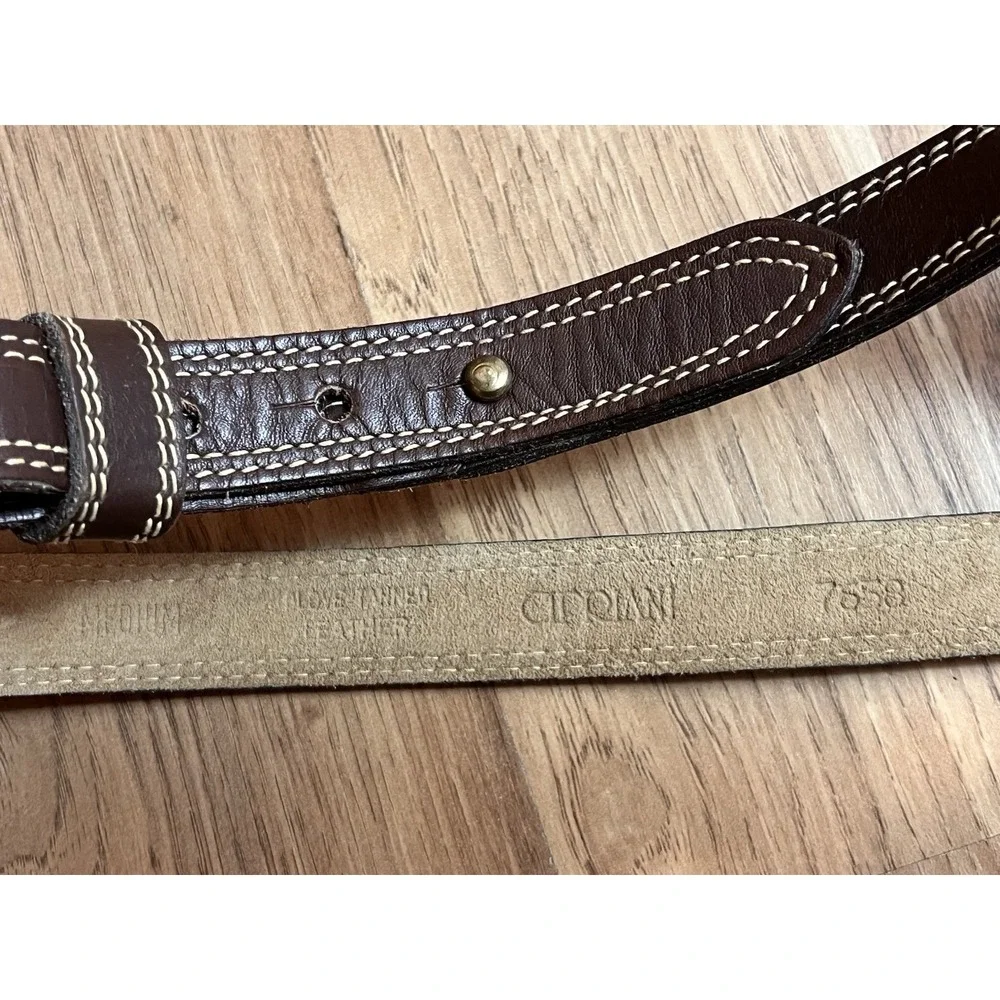 Cipriani Brown Leather Belt Women's Size Medium Style 7658 Loop Buckle Western‎